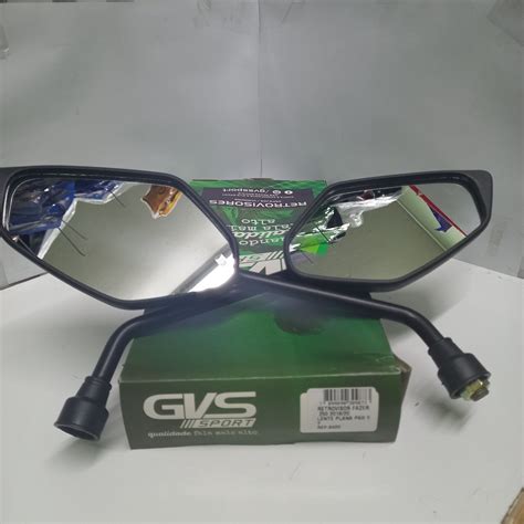 Retrovisor Gvs Fazer 250 2018 2020 Lente Plana Rosca Inversa