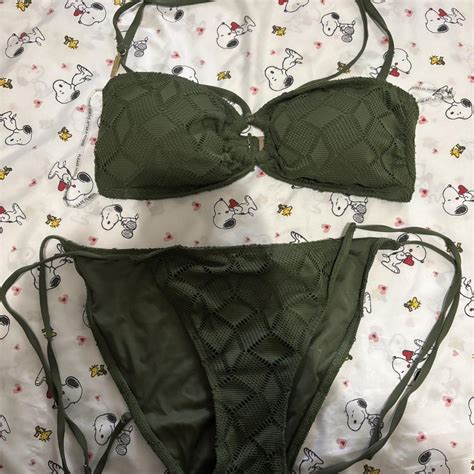 Dark Green Bikini Set With Removable Padding Depop