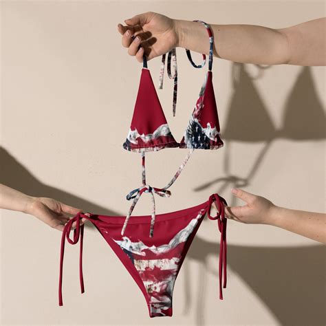 Red American Flag String Bikini Etsy