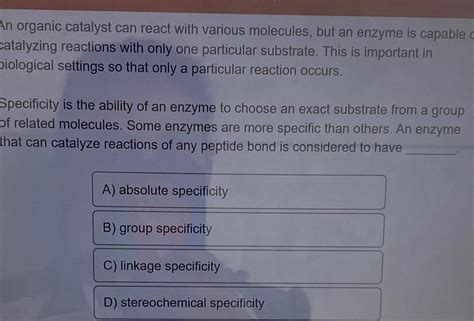 Solved An organic catalyst can react with various molecules, | Chegg.com