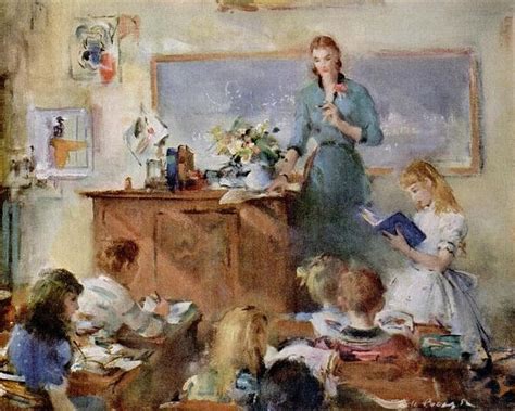 A Beautiful Painting Of A Teacher And Her Students Used In A John