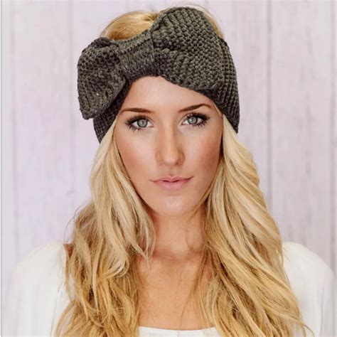 Headbands Faixas De Cabelo Bowknot Das Mulheres Inverno Quente L Malha