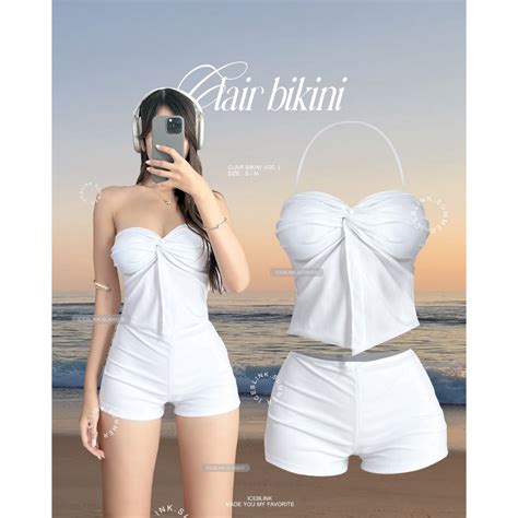 ICEBLINK l Clair bikini เสอเกาะอกมสายคลองคอพรอมกางเกงขาสน Shopee Thailand