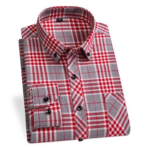 cotton flannel plaid shirts  men autumn winter fashion  xl