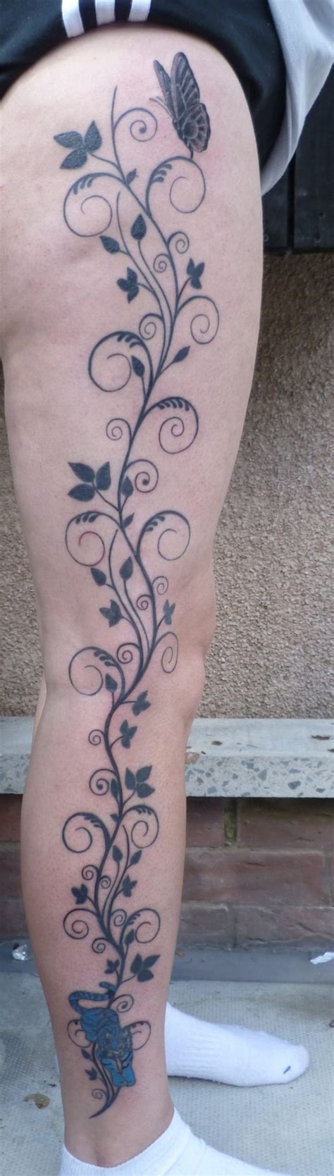 Butterfly N Ivy Vine Tattoo On Leg Tattoos Book 65 000 Tattoos Designs