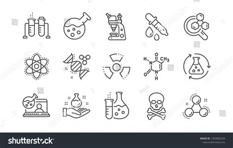 Chemistry Lab Line Icons Chemical Formula Stock Vector Royalty Free