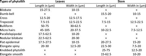 Showing The Minimum And Maximum Length And Width Of Leaf And Stem