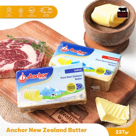 Anchor Butter Pure New Zealand Pats Mentega Import 227gr Healthy Wagyu