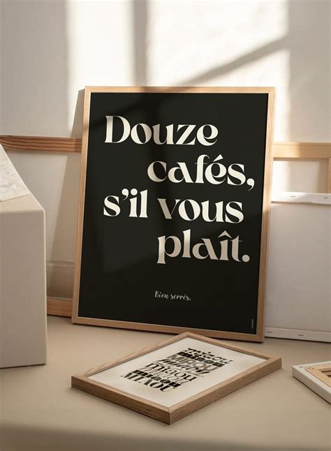 Douze Cafés Sil Vous Plaît Affiche • Affiche Café