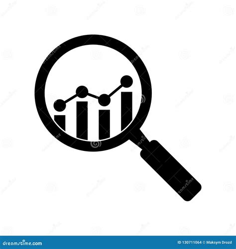 Analytic Vector Icon Magnifying Glass With Bar Chart Stock Vector