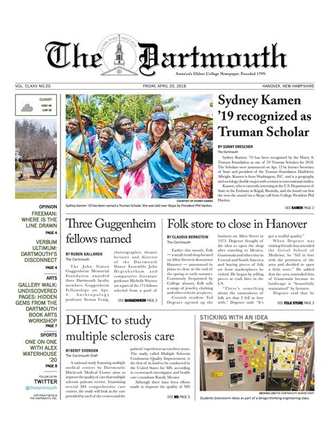 The Dartmouth 04/20/18 by The Dartmouth Newspaper - Issuu