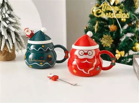 Taza Cer Mica Merry Christmas Cuchara Y Tapa Mercadolibre