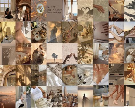 Pieces Beige Aesthetic Wall Collage Kit Nude Wall Collage Neutral Brown Collage Kit Trendy