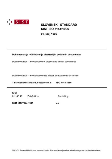 ISO 7144:1986 - Documentation — Presentation of theses and similar ...