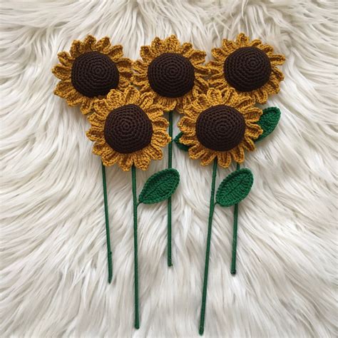 Jual Ready Cod Bunga Matahari Rajut Sunflower Crochet Bunga