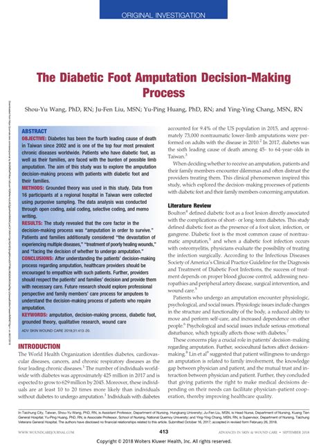 (PDF) The Diabetic Foot Amputation Decision-Making Process