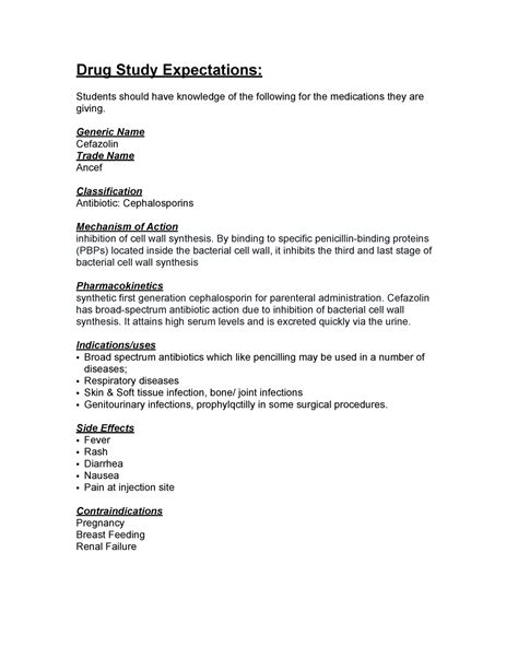 Cefazolin Ancef Guidelines For Mandatory Assignments Drug Study