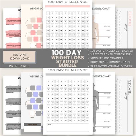 100 Day Weight Loss Tracker Printable Weightloss Planner Etsy