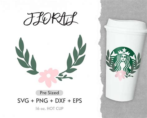 16oz Flower Hot Cup Svg Full Wrap Hot Cup Svg Wild Flower Etsy