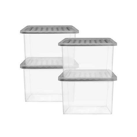 27l Grey Plastic Storage Boxes Pack Of 4 Home George At Asda