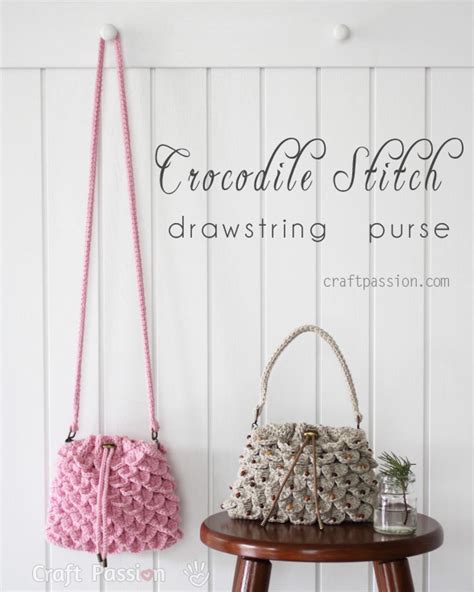 Crocodile Stitch Drawstring Purse Free Crochet Pattern