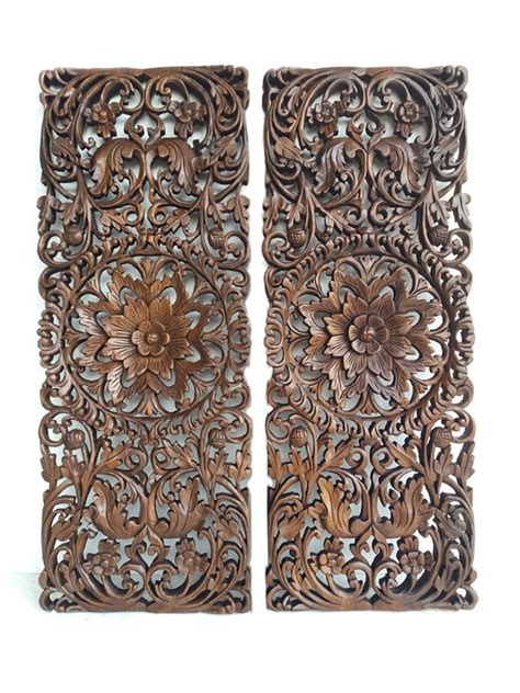 Buy Pair of Carved Wood Panel Bed Headboard Online