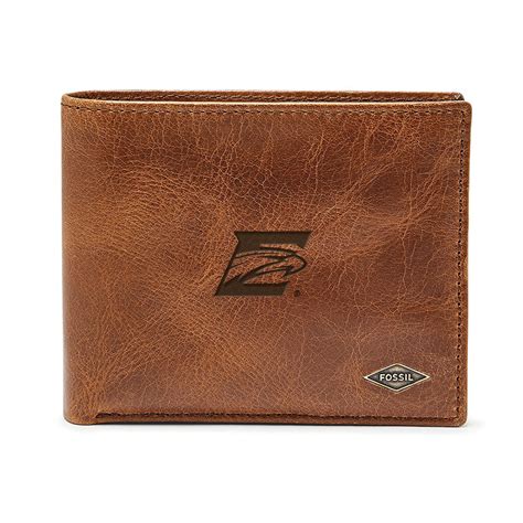 Mens Fossil Brown Emory Eagles Leather Ryan Rfid Passcase Wallet