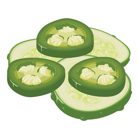 Green Vegetable Icon Isometric Vector Chopped Green Hot Pepper And Cucumber Vector Art