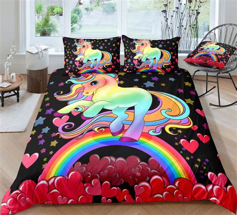 Black Hearts Unicorn Bedding Set Unilovers