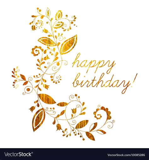 Gold greeting happy birthday card Royalty Free Vector Image