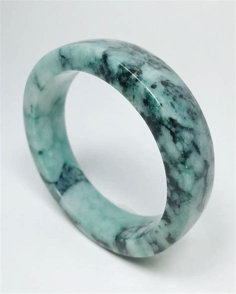 Stunning Natural Icy Blue Green Jadeite Jade Bangle