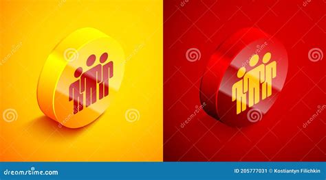 Isometric Users Group Icon Isolated On Orange And Red Background Group