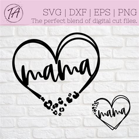 Mama Svg Mama Hart Svg Mama Leopard Svg Moederdag Svg Etsy Nederland