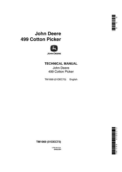 John Deere 499 Cotton Picker Technical Manual John Deere Manual