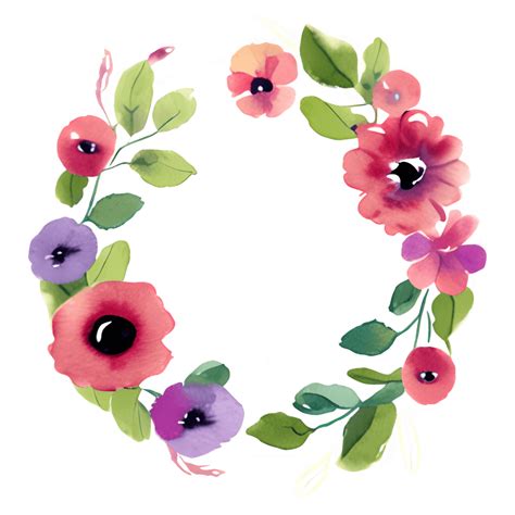 Colorful Floral Wreath Digital Graphic Watercolor Art · Creative Fabrica