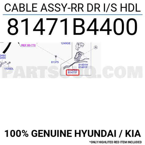 Cable Assy Rr Dr I S Hdl B Hyundai Kia Parts Partsouq