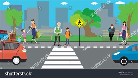 City Street Road People Go Stand Stock Vector Royalty Free 1013761312