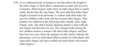 A Sex Influenced Trait In Humans Is One That Affects Chegg