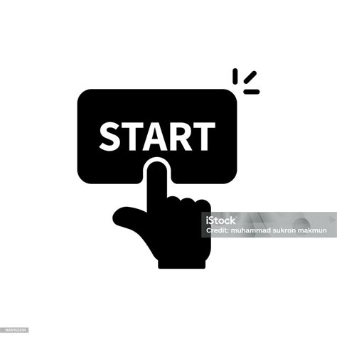 black start button  finger pushing concept  fast launching