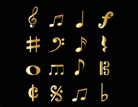 Gold icons of a music notes 10225440 Vector Art at Vecteezy