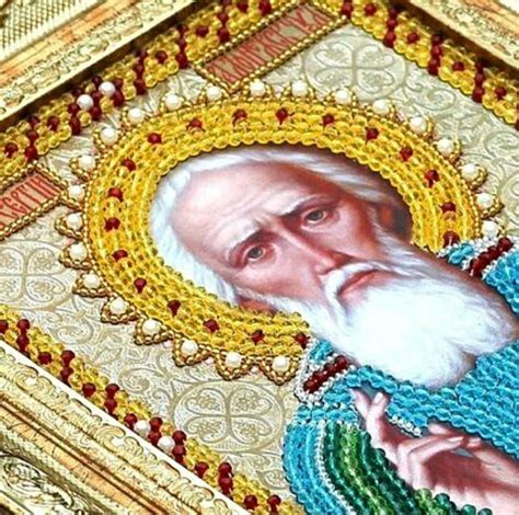 Святой Сергий Радонежский икона вышитая бусинами и бисером в интернет ...
