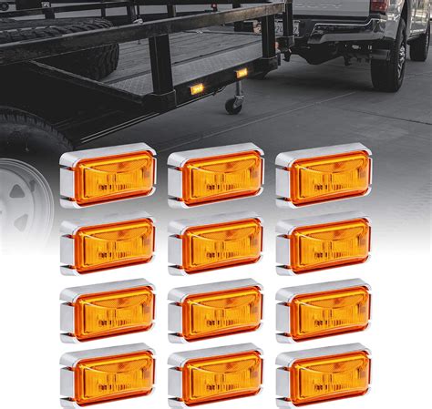 Amazon 12pc 2 5 Amber LED Trailer Marker Light W Chrome Bezel