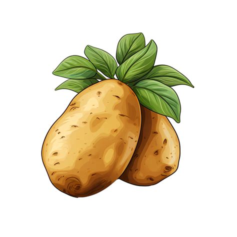 Organic Raw Potato Cartoon Art, Wholesome Illustration, ai generated ...