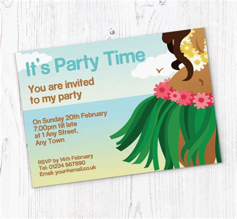 Hawaiian Party Invitations | Personalise Online Plus Free Envelopes ...