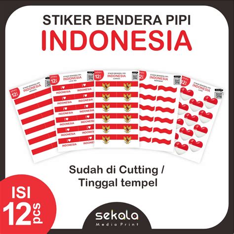 Jual Stiker Pipi Bendera Merah Putih Sticker Bendera Indonesia Isi 12