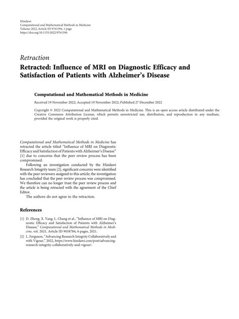 Pdf Retracted Influence Of Mri On Diagnostic Efficacy And