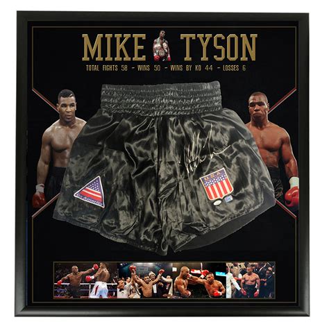 Boxing Mike Tyson Signed And Framed Usa Trunks Jsa Coa And Fiterman