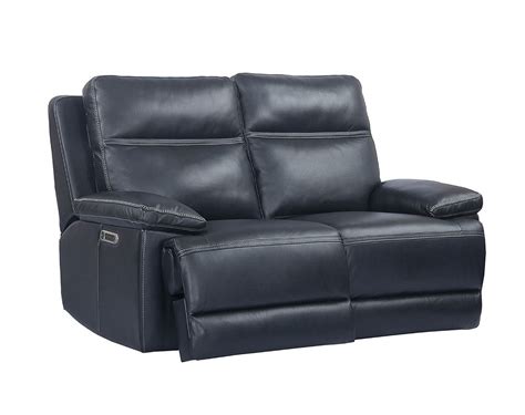 Paxton Navy Leather Power Headrest Power Sofas And Sectionals