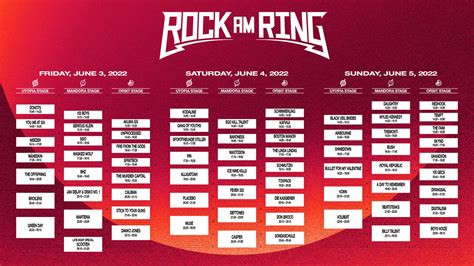 Rock Am Ring 2022 Running Order Timetable