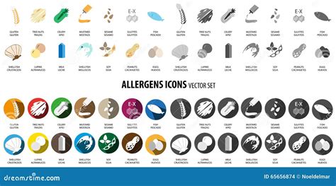 Insieme Dell Icona Degli Allergeni Dell Alimento Illustrazione Di Stock